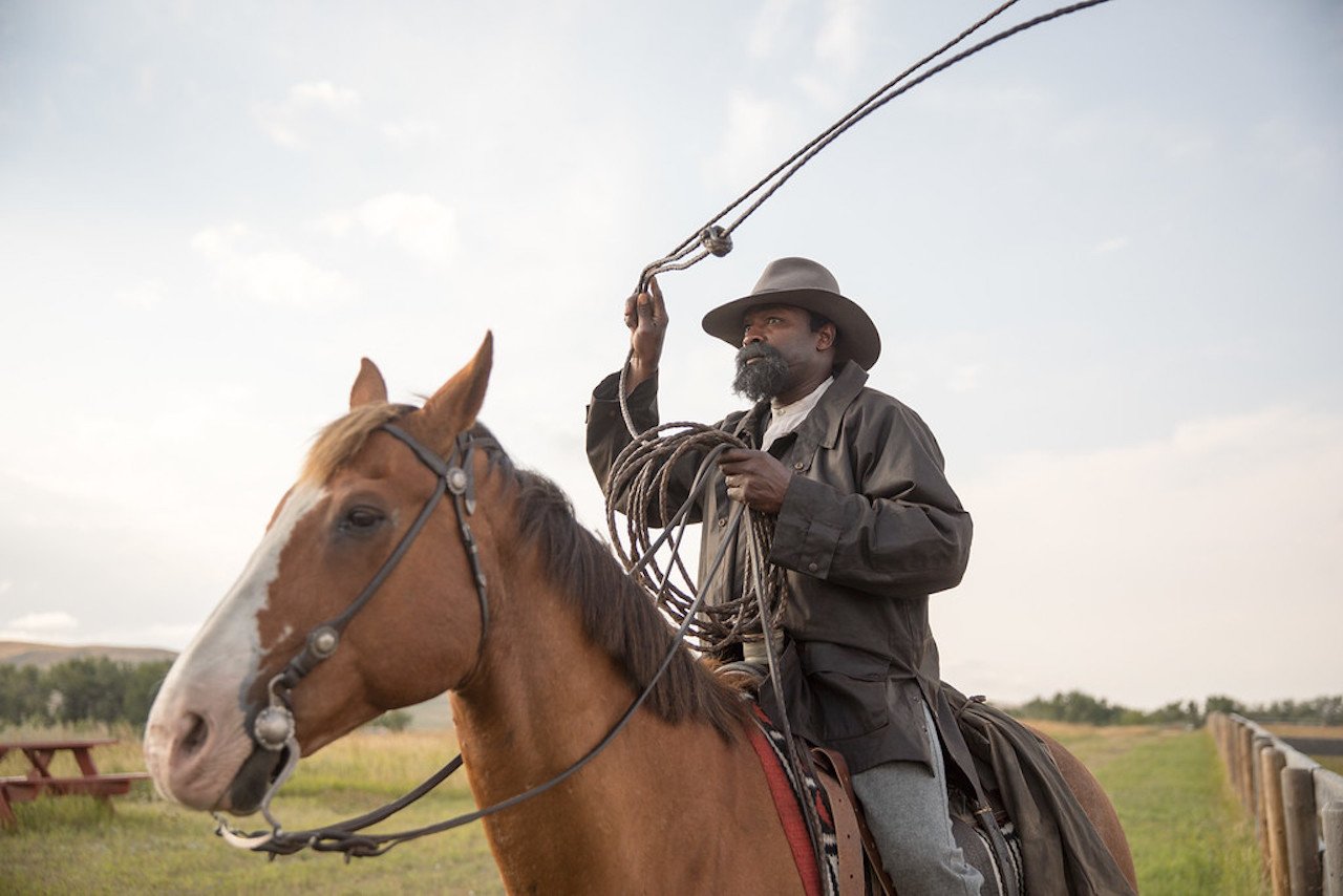 A photo of rodeo champion Fred Whitfield as John Ware. 