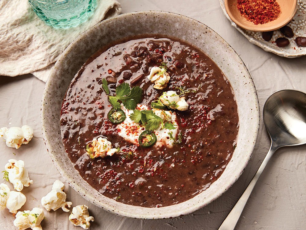 Black Bean Soup With Lime Popcorn