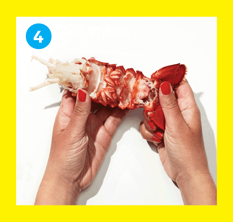 Lobster tail being taken apart