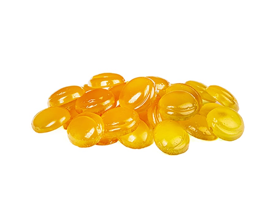 A close-up image of yellow Dynathrive CBD Apple Cider Vinegar Soft Chews