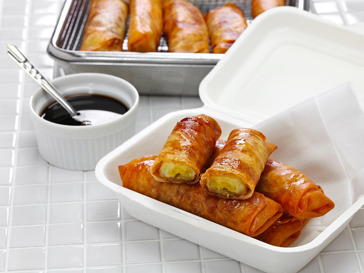 Turon in a styrofoam container 