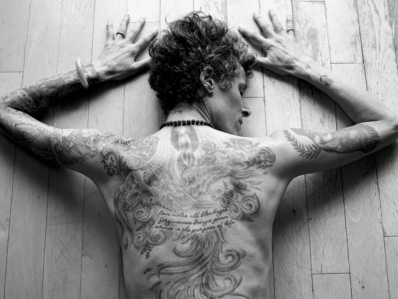 A photo of Andrea Constand's back tattoo, of a phoenix rising. Constand began sitting for the tattoo in the spring of 2017. “It was emblematic of the strength and perseverance I needed to rise above the difficulties and trauma I was experiencing. It also represented a desire to ‘rise from the ashes’ of my painful journey to healing,” she says. “It was completed around the sentencing, when I sat for the final touches.”