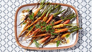 Roasted Spiced Carrots With Caramelized Shallots