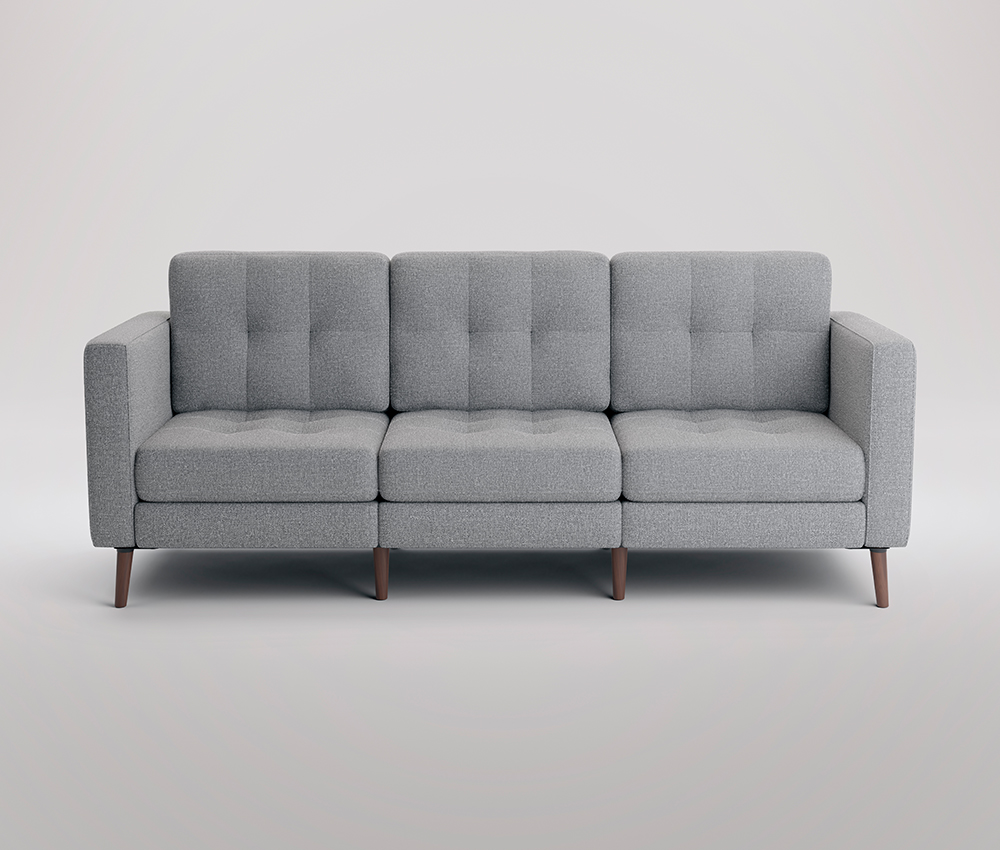 An Endy sofa in grey against a white background