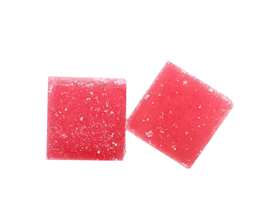 Two STRAWBERRY LEMONADE 1:1 SOUR GUMMIES by WANA. both pink, on a white background