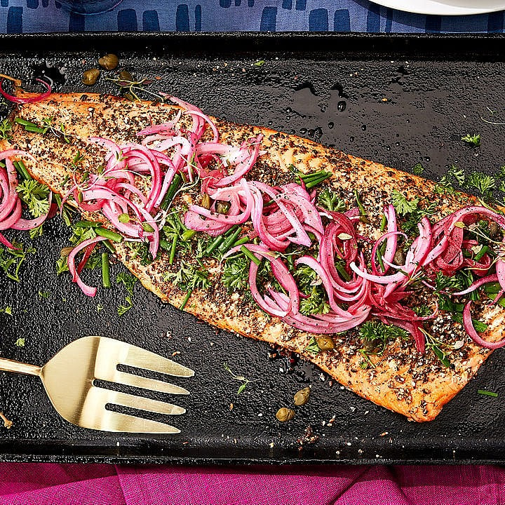 Za’atar-Roasted Salmon with Herbs and Pickled Onions