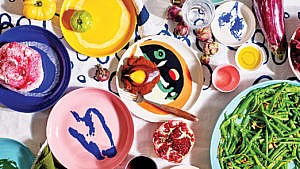 A spread of various colourful and vibrant plates
