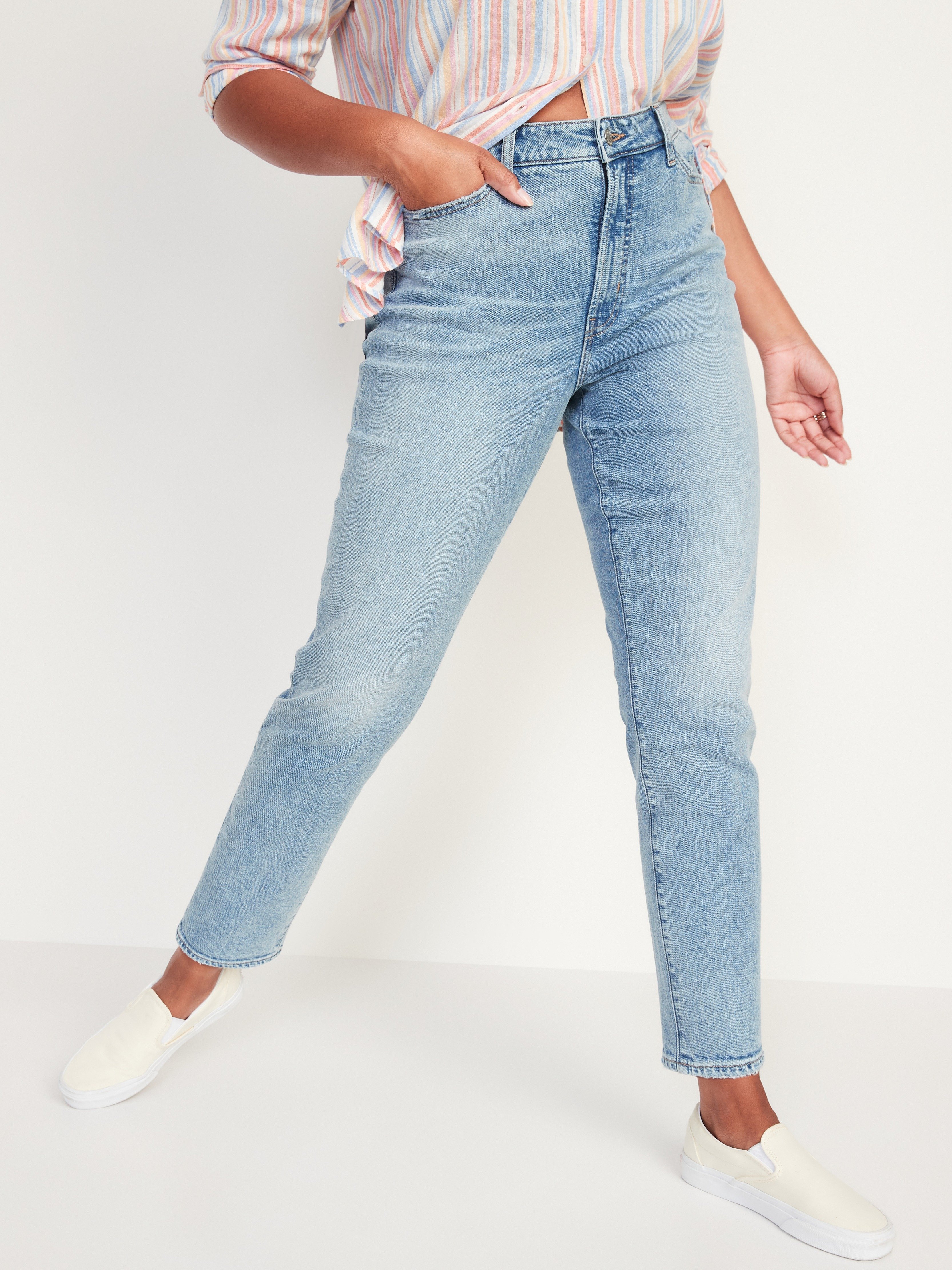 A pair of high-waisted straight jeans from Old Navy