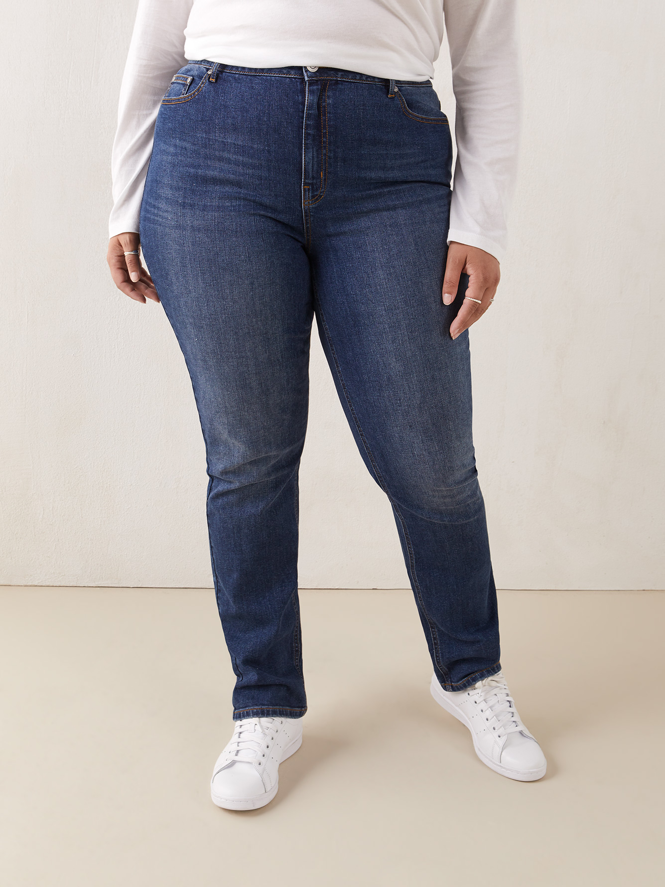 A pair of dark blue straight jeans from Penningtons
