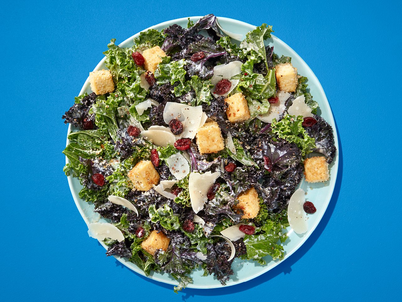 Kale Caesar Salad with Tofu Croutons