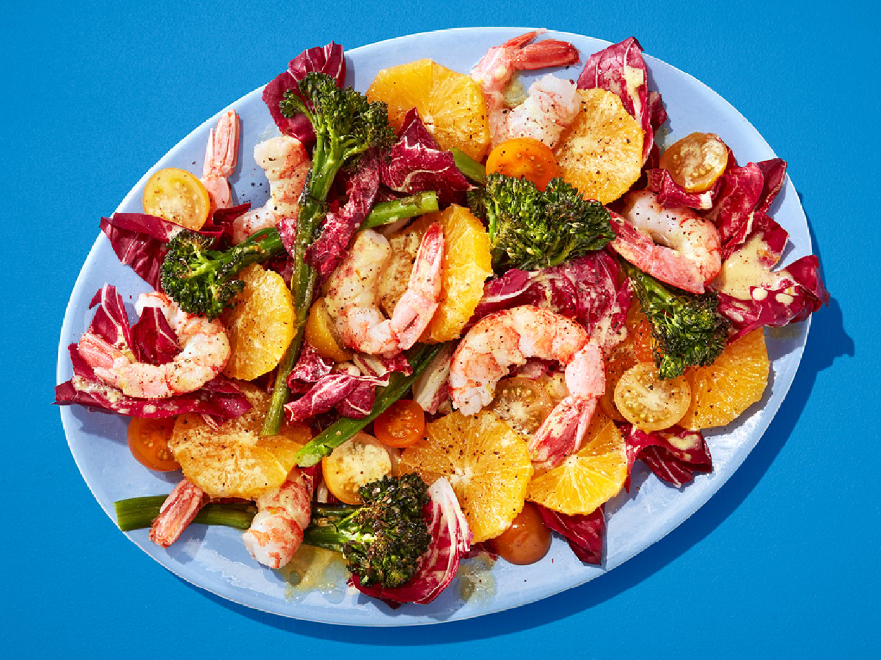 Shrimp and Orange Salad with Roasted Broccolini