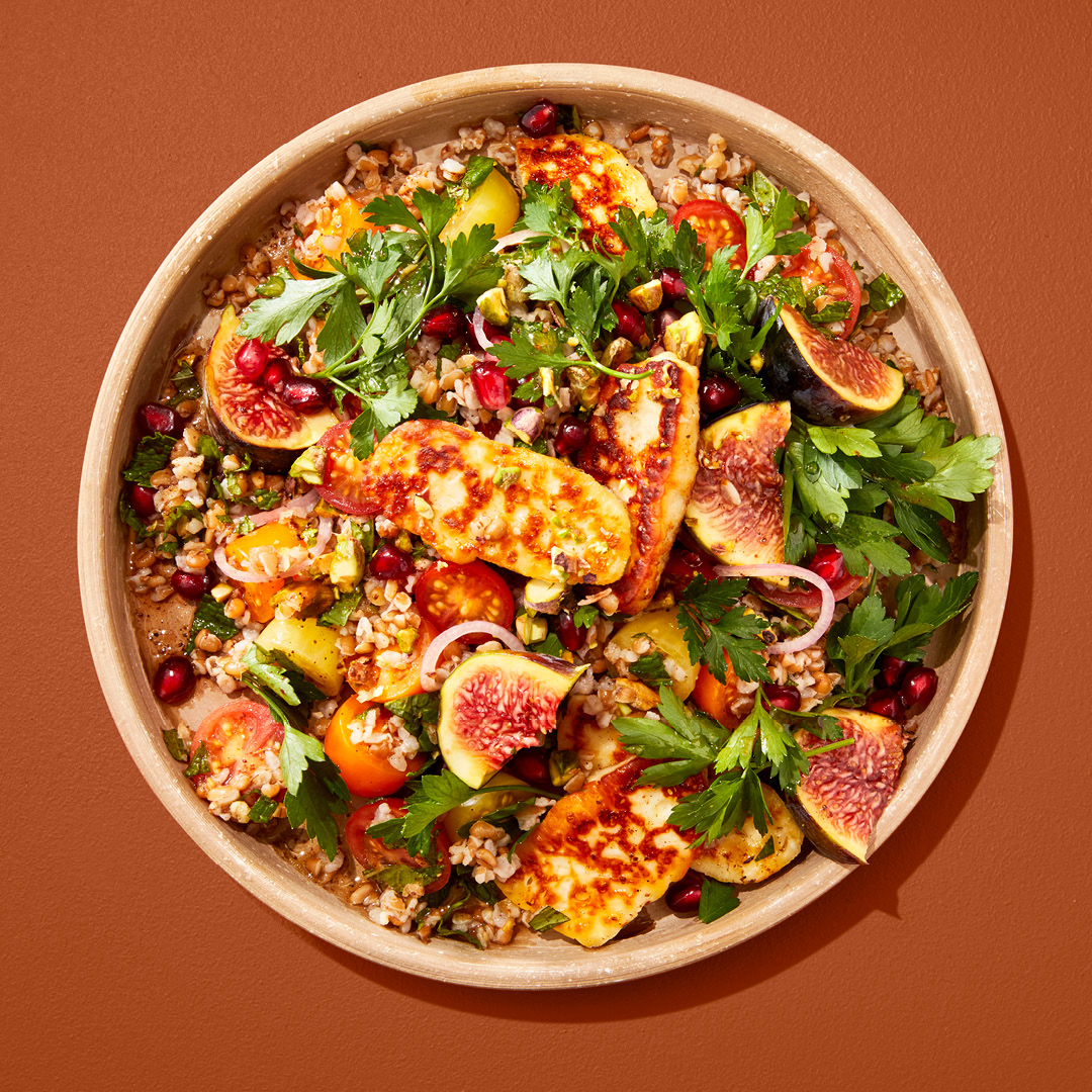 Seared Halloumi and Fig Tabbouleh