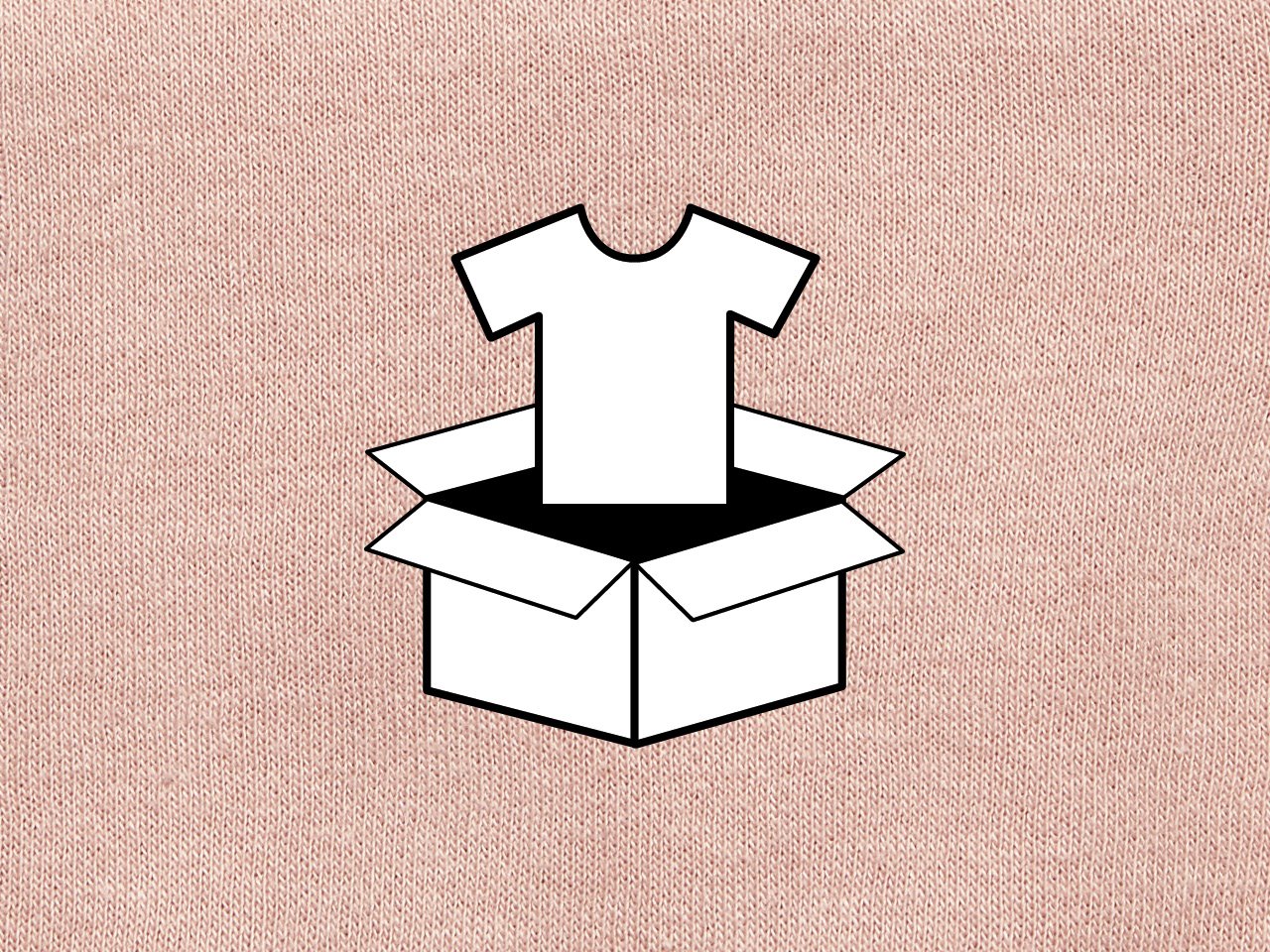 An illustration of a t-shirt going into a box on a pink cloth background