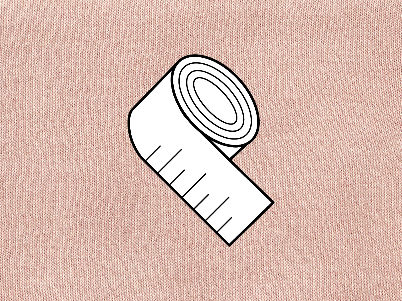 Illustration of a tape measure on a pink cloth background