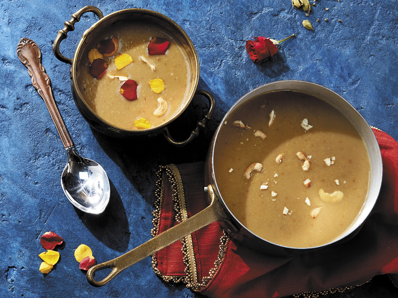 Paruppu Payasam (Sweet Moong Dal and Cashew Pudding with Cardamom and Jaggery)