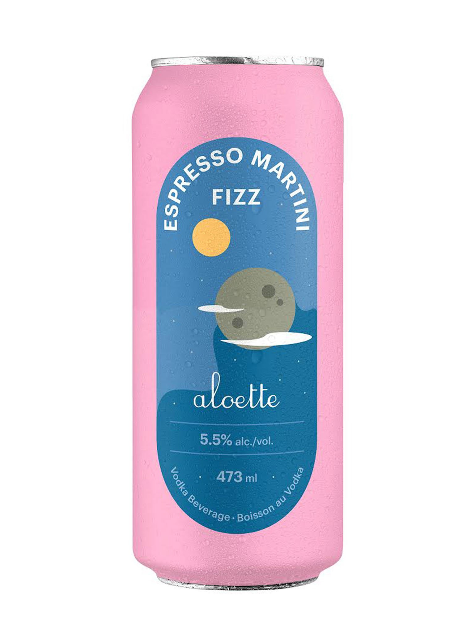 A can of Aloette espresso martini fizz cocktail on a white background