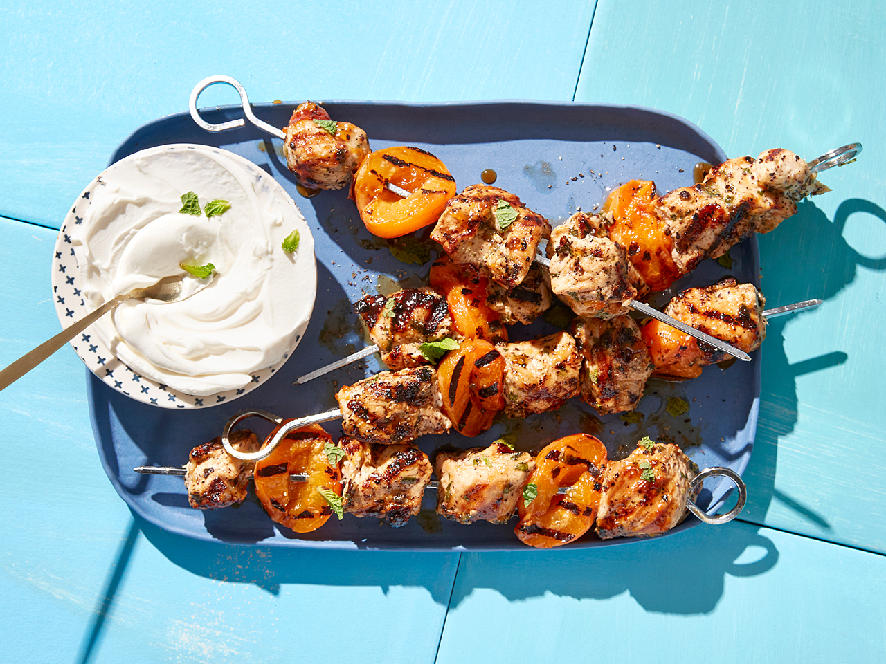 Apricot-Glazed Chicken Skewers With Sumac And Mint