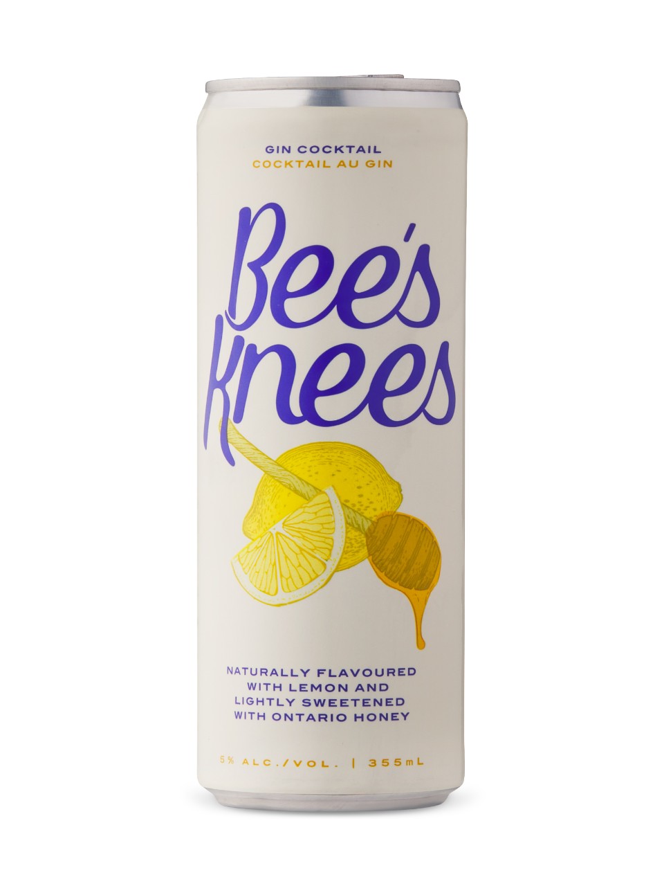 A can of Bee's Knees craft gin cocktail on a white background