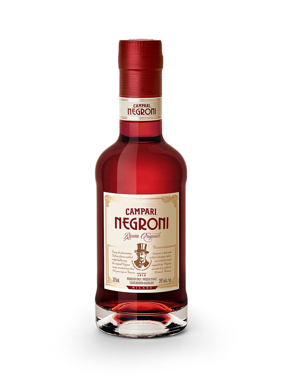 A bottle of campari's bottled negroni cocktail