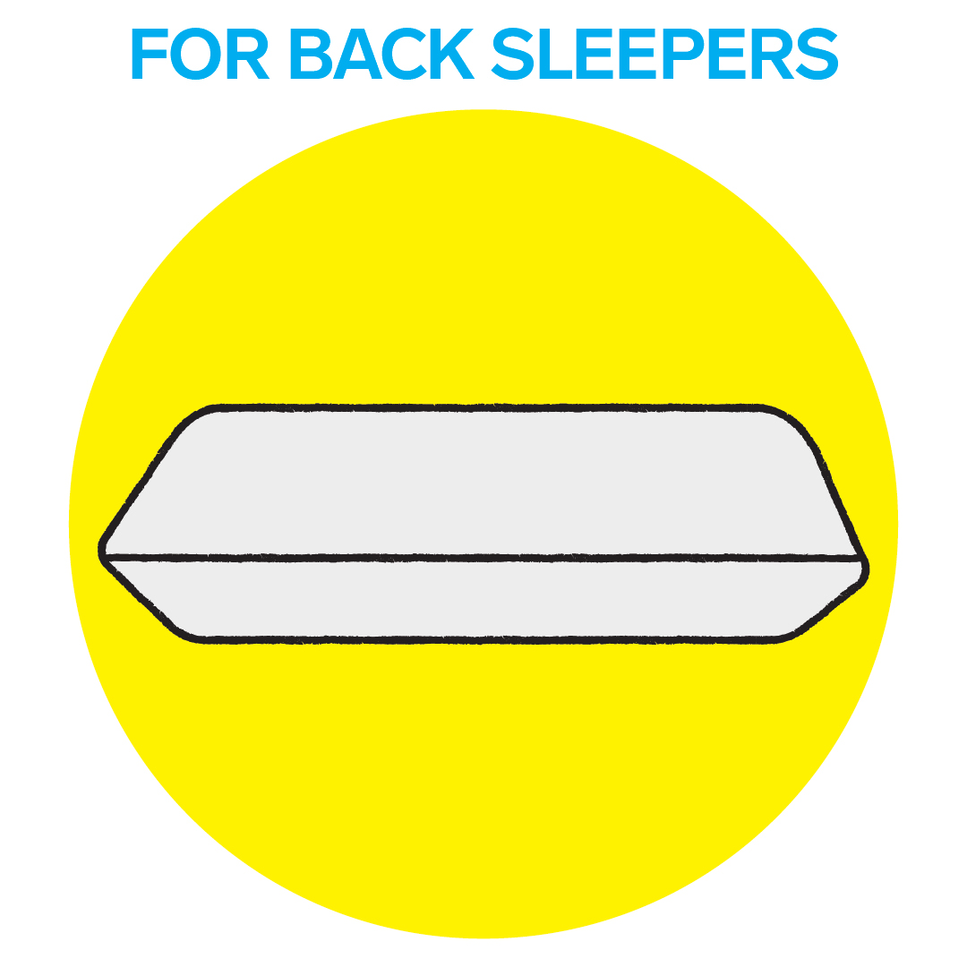 An illustration of a flat pillow, best for back sleepers