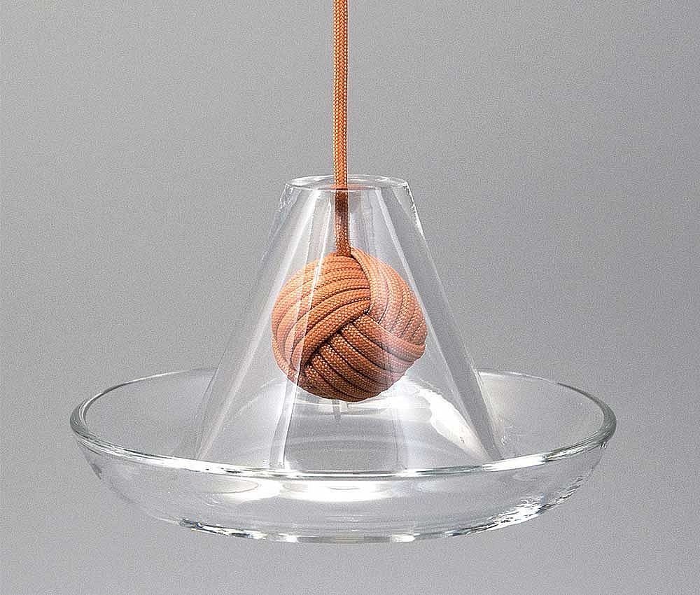 Bukurah glass bird feeder with orange rope ball