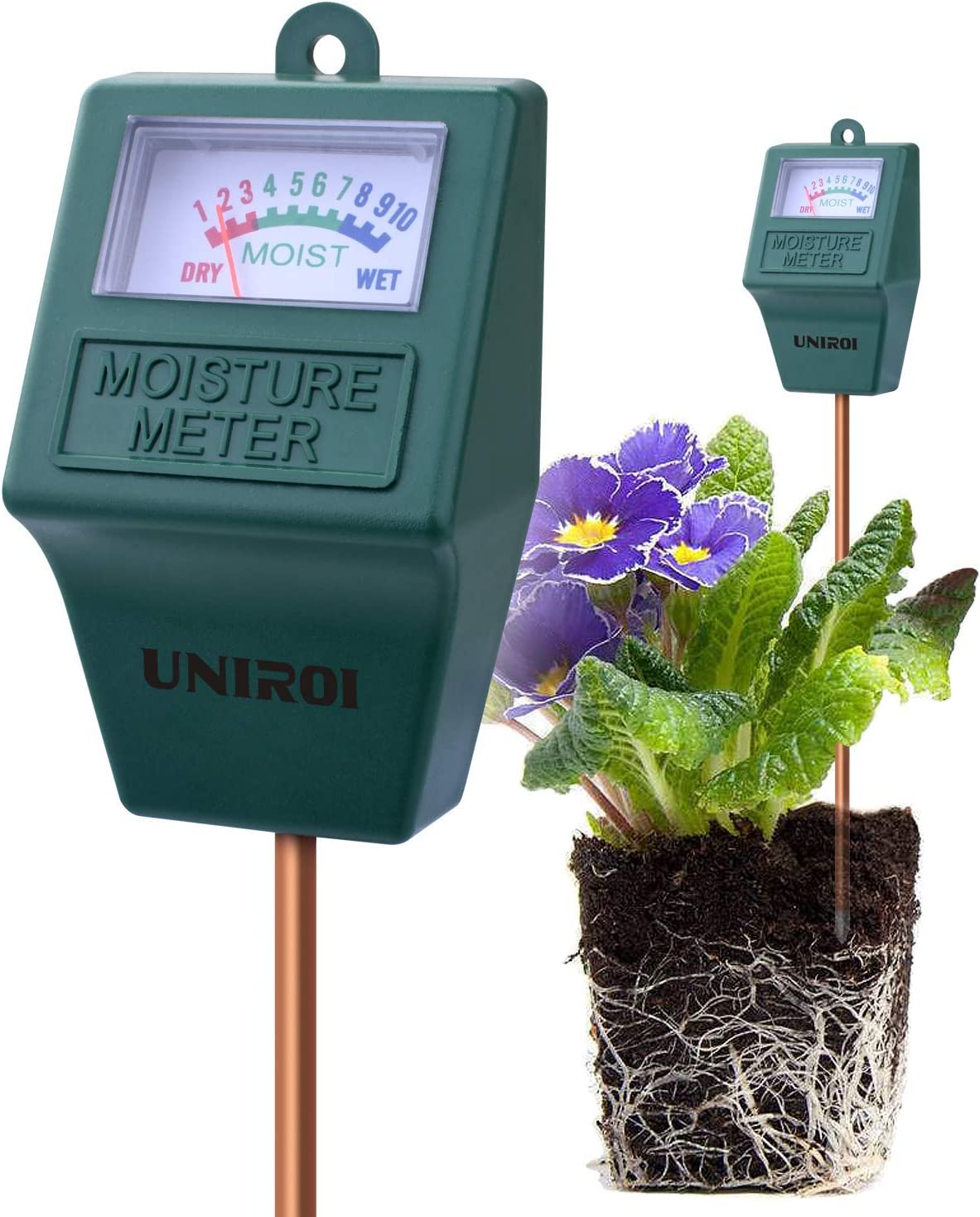 UNIROI Soil Moisture Meter Indoor & Outdoor, Soil Tester, Soil Moisture Sensor for Garden, Farm, Lawn Plants (No Battery Needed)