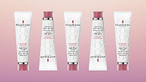 Six tubes of Elizabeth Arden Eight Hour Cream on pink gradient background