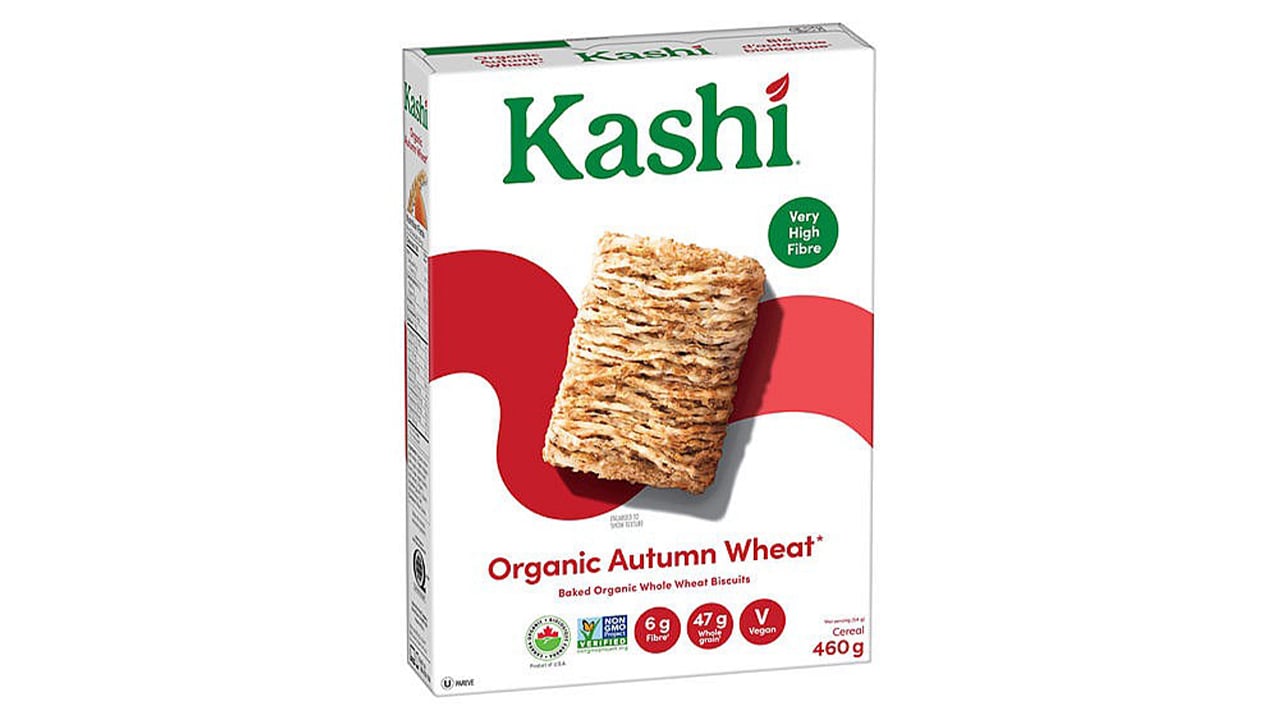 A box of Kashi Wheat cereal on a white background