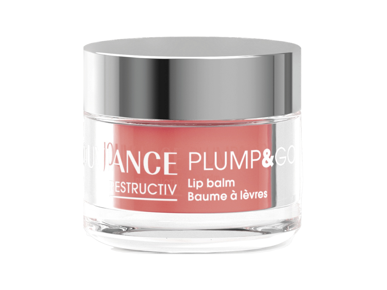 A pink and silver jar of Jouviance Plump & Go Plumping lip balm.